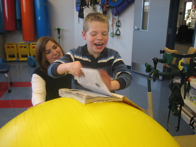 Using the therapy ball is really fun!
