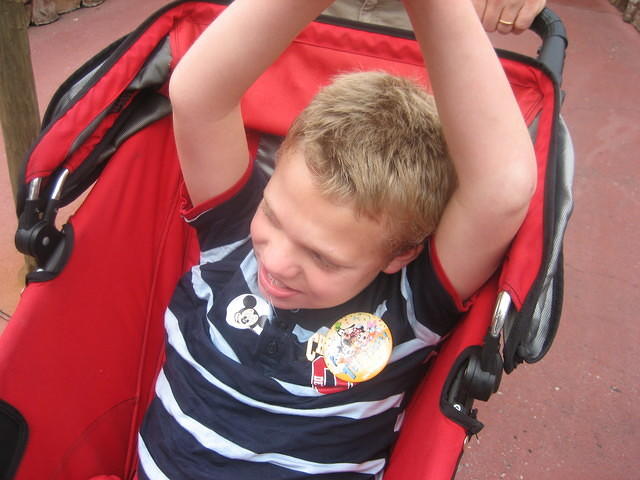 Samuel celebrating being at Walt Disney World!