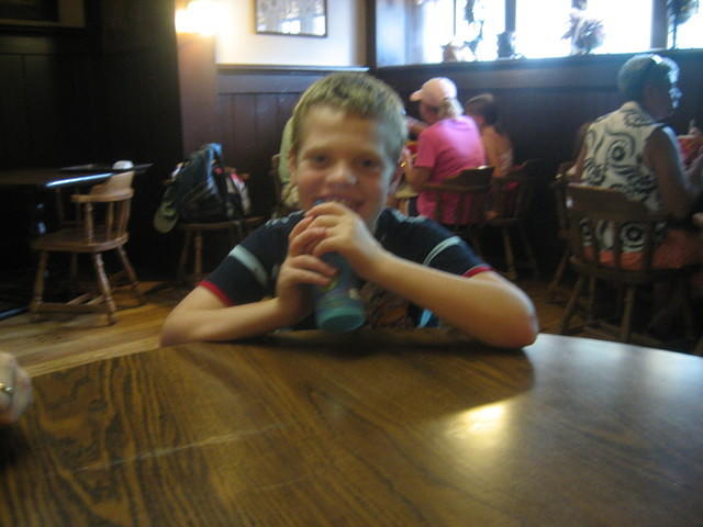 Being silly at lunch.