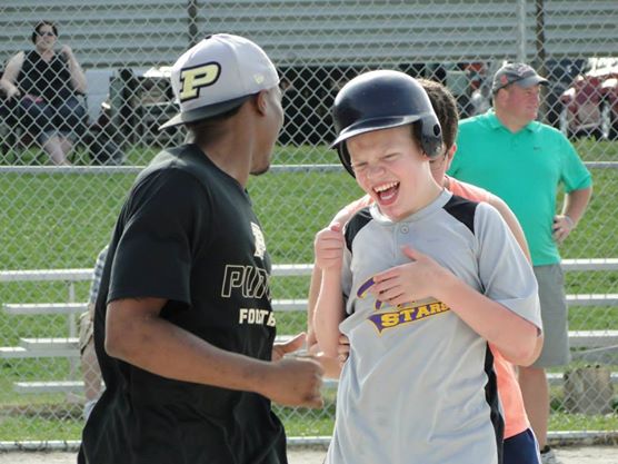 Having a good time with the Purdue Football team.