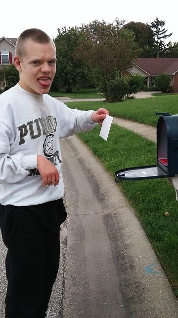 A new chore for Samuel - getting the mail! It's not his favorite!