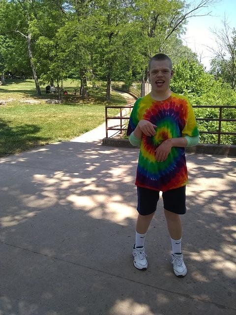Samuel enjoying the Upper Falls overlook.