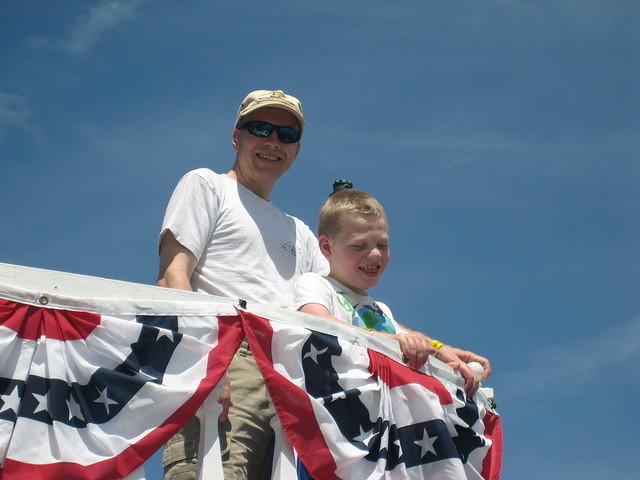 Dan and Samuel aboard the Shafer Queen -- top deck.