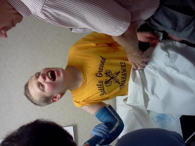 He was much happier getting the cast off than he was getting it on!