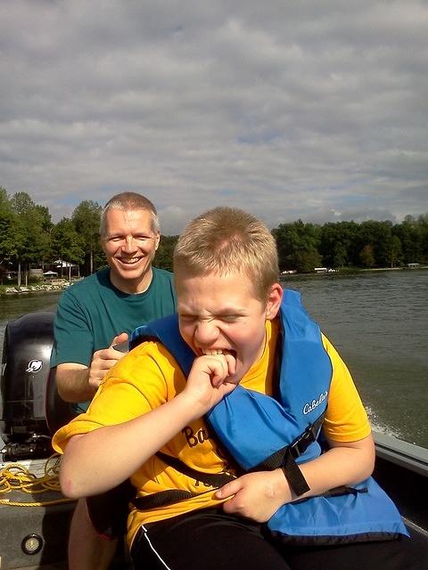 He loved, loved the powerboat ride.