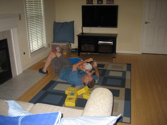 Dan and Samuel relaxing on a Sunday afternoon.