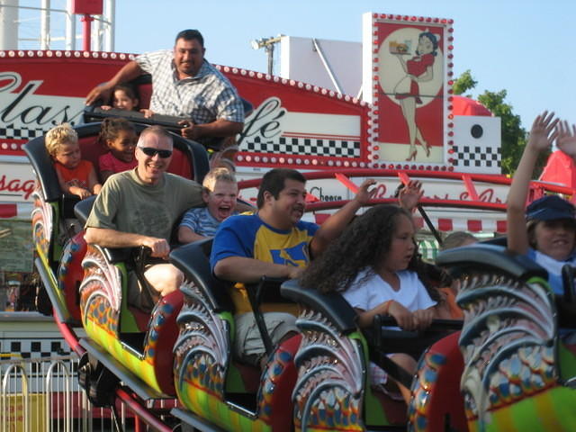 Samuel and Dan on the roller coaster at the Tippecanoe County 4-H Fair. After 4 years I finally got a good picture!