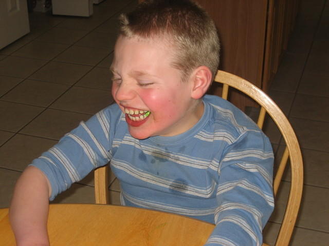 Samuel having his first PEEP(tm)!