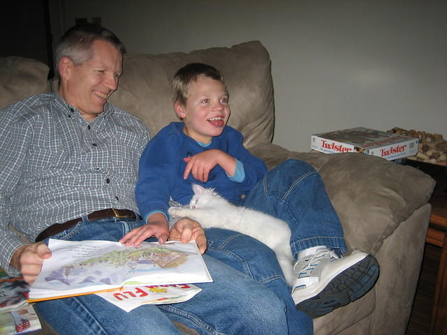 Samuel is not interested in this cute cat!