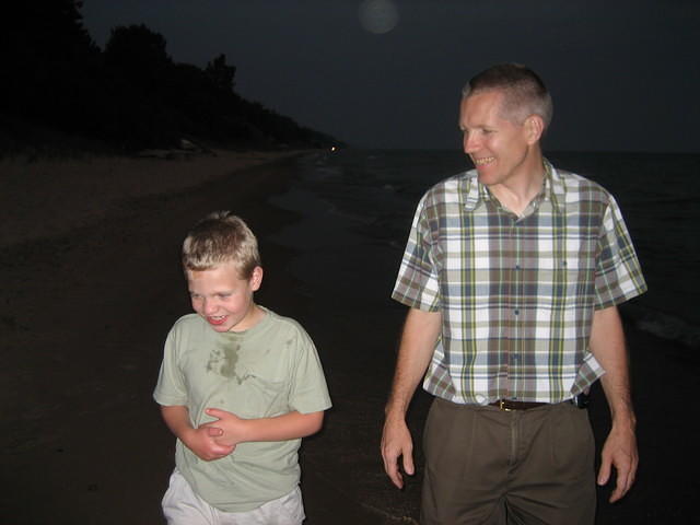 Dan and Samuel at sunset.