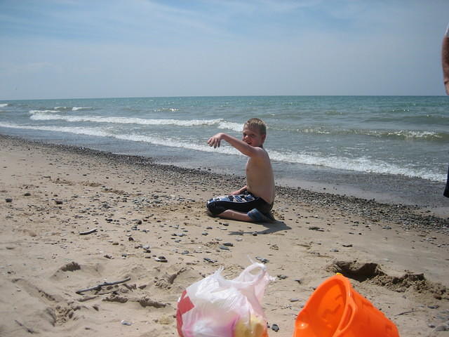 Samuel likes to re-arrange the coastline.