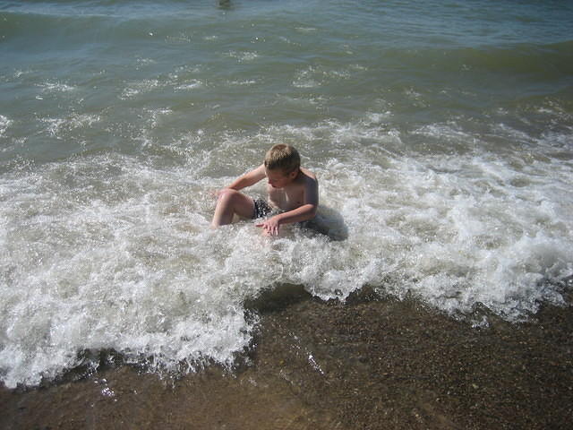 Almost swept out to lake!