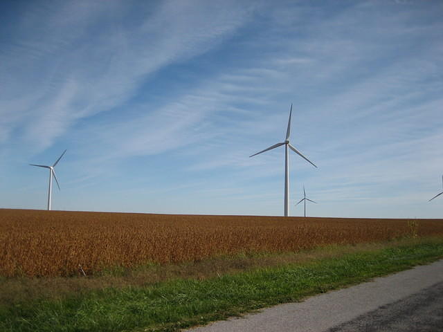 Part of the Earl Park Wind Farm in operation.