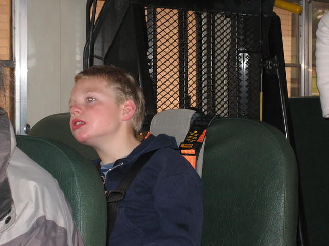Samuel on the school bus.