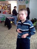 Walking around McDonald's at Abigail's birthday party.