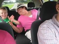 Samuel and Mom riding in the car.