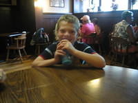 Being silly at lunch.