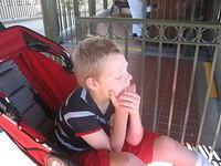 Samuel waiting for the train.