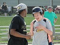 Having a good time with the Purdue Football team.