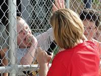 Saying "Hi" to Coach Julie.