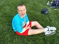 Resting before his big run. 100 meters!