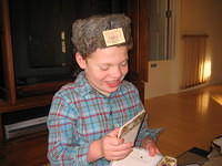 Samuel in his Coon Skin cap from Grandma Wanda.
