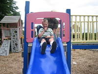 Going down the slide!