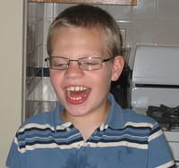 Samuel wearing his glasses!