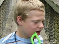 Samuel on the suspension bridge.