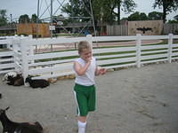 He wasn't a big fan of the barnyard petting area.