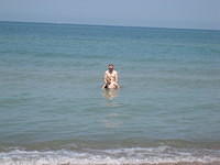 Dan and Samuel in the water.