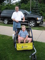 Dan and Samuel listening to the band.