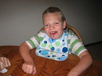 Samuel eating fresh cherries -- while we work out the proper look for his next horror film.